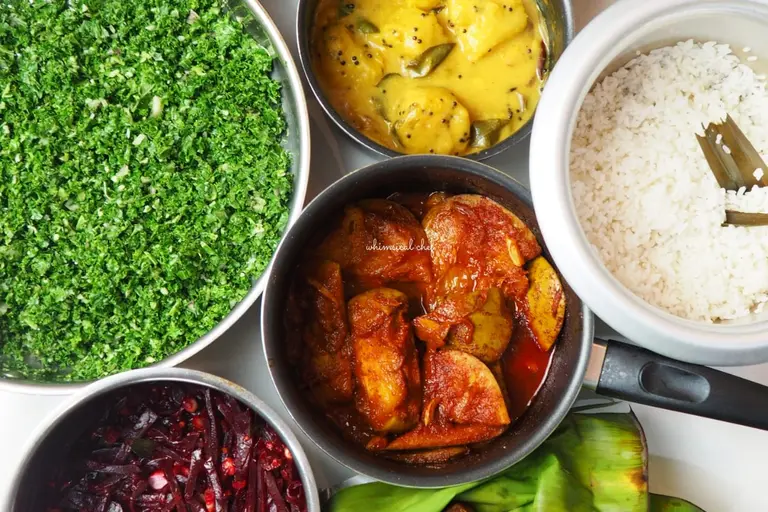 A spread of Sri Lankan dishes