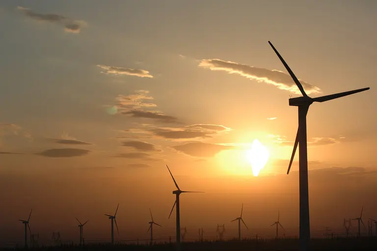 Wind turbines generating power